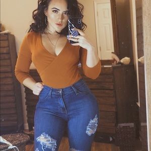 Burnt orange long sleeve bodysuit Fashion Nova